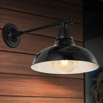Wallace 12.25" Farmhouse Industrial Indoor/Outdoor Iron LED Victorian Arm Outdoor Sconce
